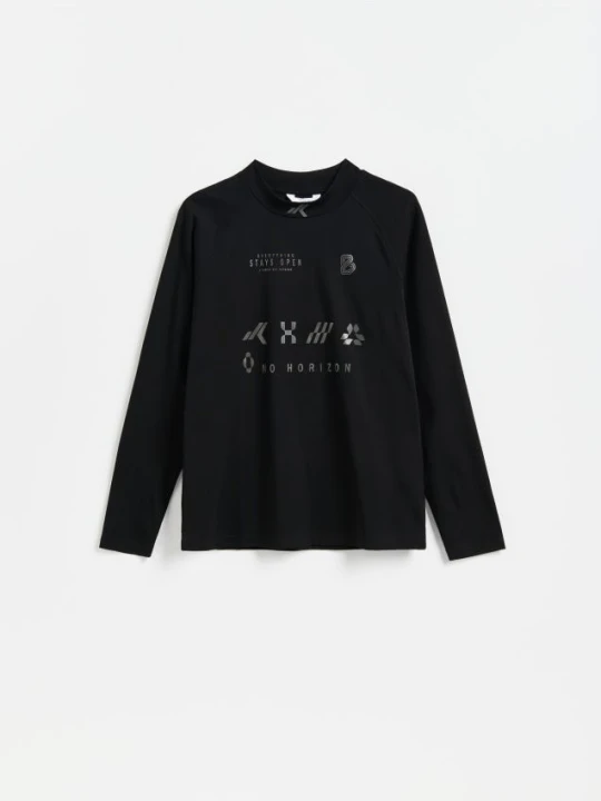 Zdjęcie produktu Reserved - Longsleeve z bawełną merceryzowaną - czarny
