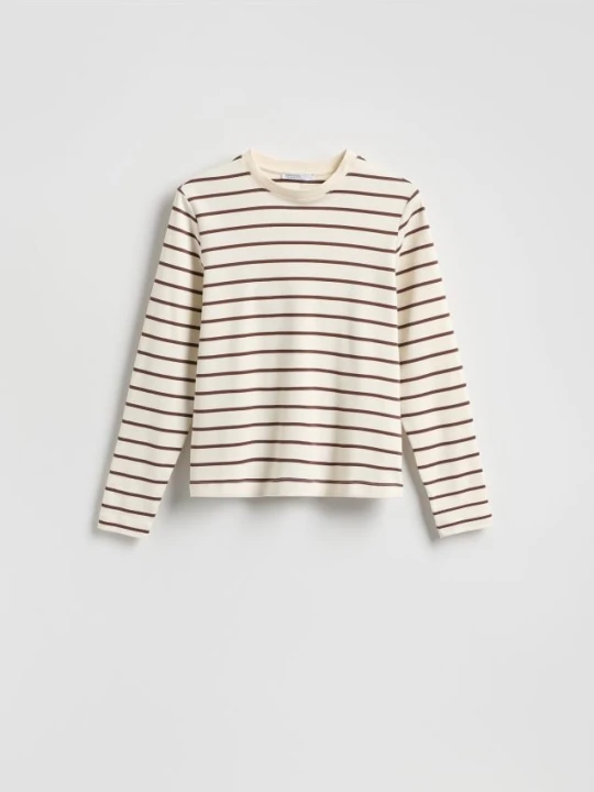Zdjęcie produktu Reserved - Longsleeve z merceryzowanej bawełny - brązowy