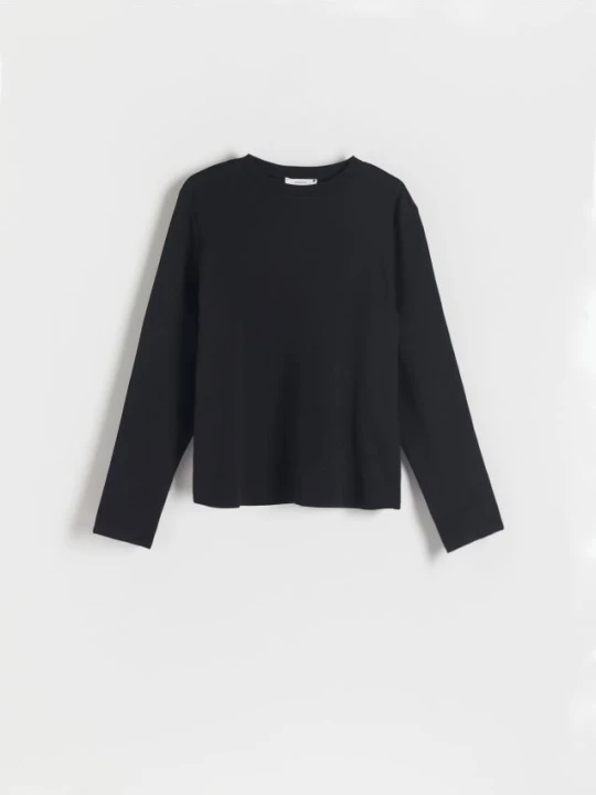 Zdjęcie produktu Reserved - Longsleeve z merceryzowanej bawełny - czarny