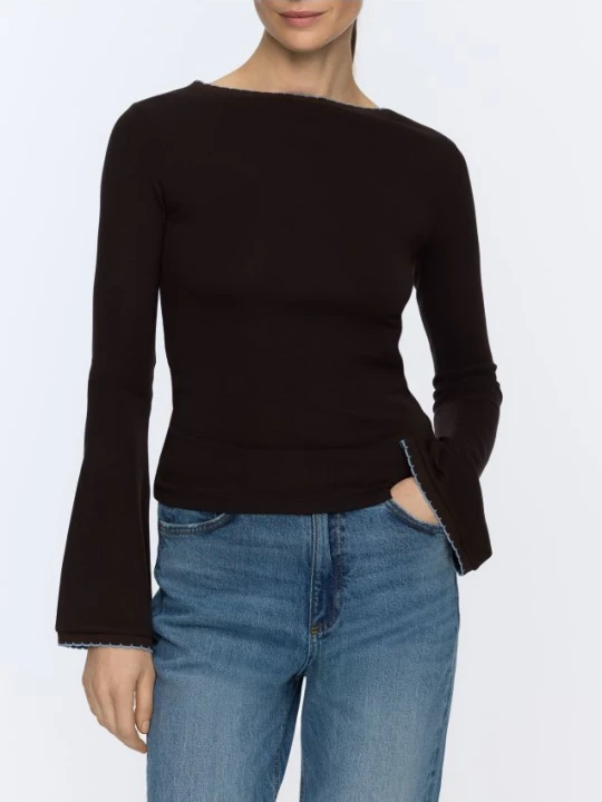 Zdjęcie produktu Reserved - Longsleeve z modalem - ciemnobrązowy