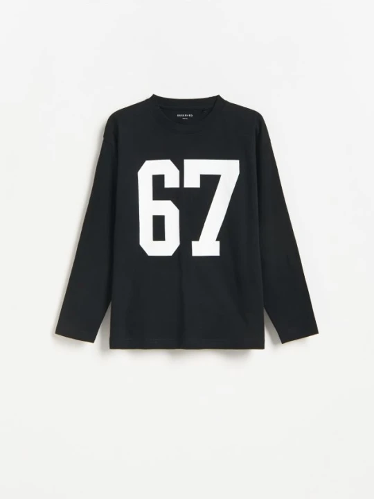 Zdjęcie produktu Reserved - Longsleeve z nadrukiem 67 - czarny