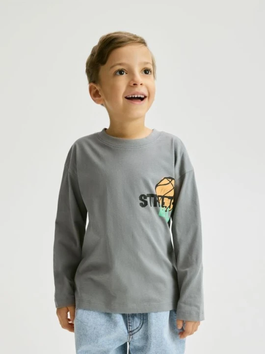 Zdjęcie produktu Reserved - Longsleeve z nadrukiem - ciemnoszary