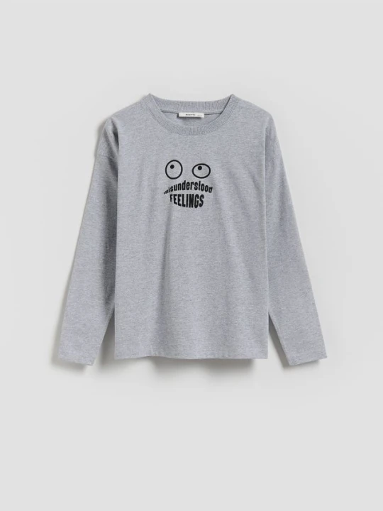 Zdjęcie produktu Reserved - Longsleeve z nadrukiem - jasnoszary