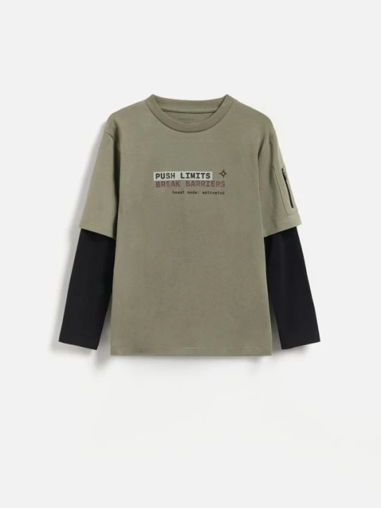Zdjęcie produktu Reserved - Longsleeve z nadrukiem - zielony