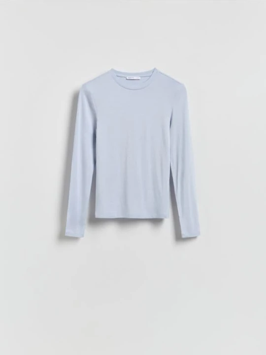 Zdjęcie produktu Reserved - Longsleeve z włókna bambusowego - jasnoniebieski