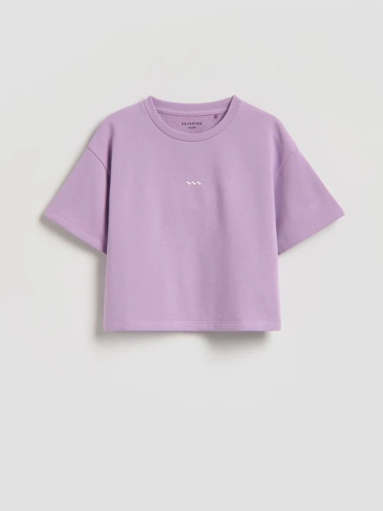Zdjęcie produktu Reserved - Luźny t-shirt z nadrukiem - lawendowy