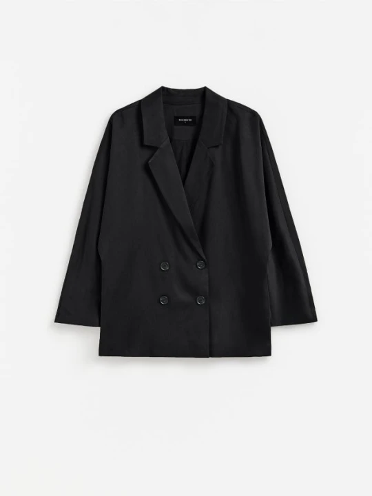 Zdjęcie produktu Reserved - Marynarka oversize z lyocellu - czarny