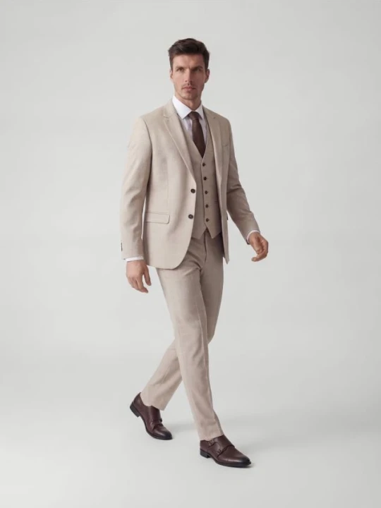 Zdjęcie produktu Reserved - Marynarka slim fit w kratę - beżowy