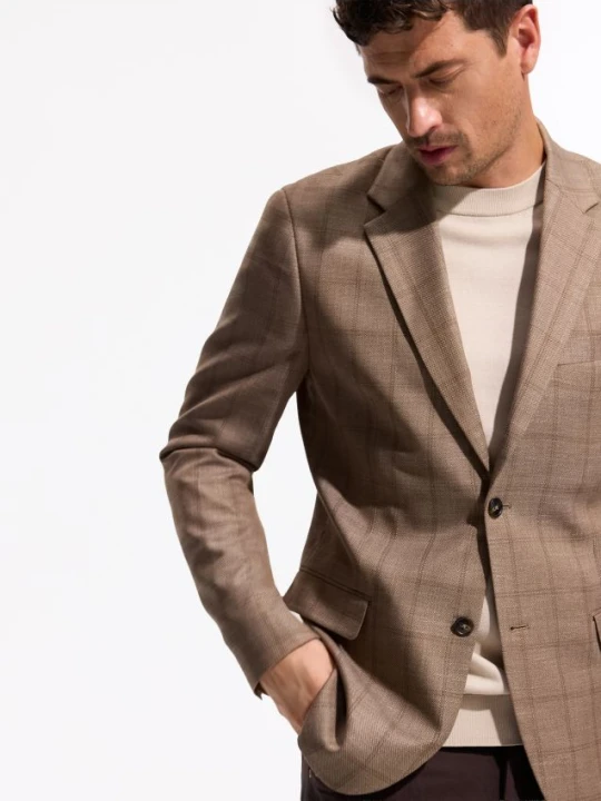 Zdjęcie produktu Reserved - Marynarka slim fit w kratę - beżowy