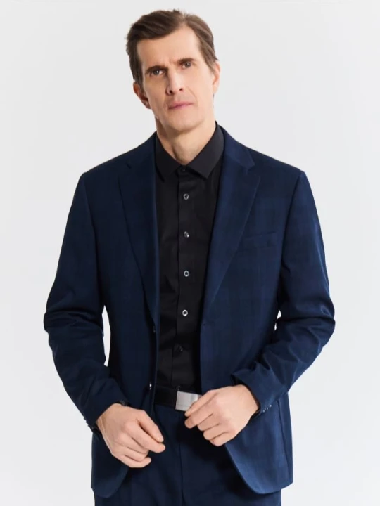 Zdjęcie produktu Reserved - Marynarka slim fit w kratę - granatowy
