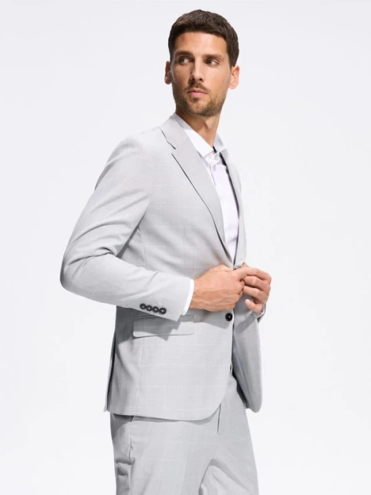Zdjęcie produktu Reserved - Marynarka slim fit w kratę - jasnoszary