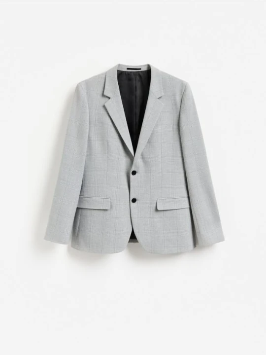 Zdjęcie produktu Reserved - Marynarka slim fit w kratę - jasnoszary