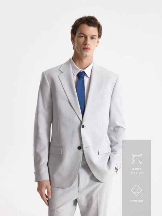 Zdjęcie produktu Reserved - Marynarka slim fit z domieszką lnu - jasnoszary