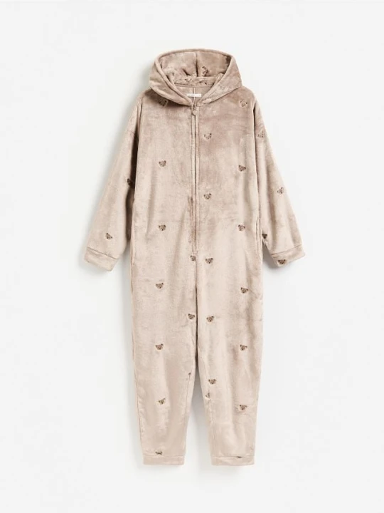 Zdjęcie produktu Reserved - Piżama typu onesie z kapturem - brązowy