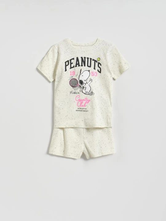 Zdjęcie produktu Reserved - Piżama z nadrukiem SNOOPY - złamana biel