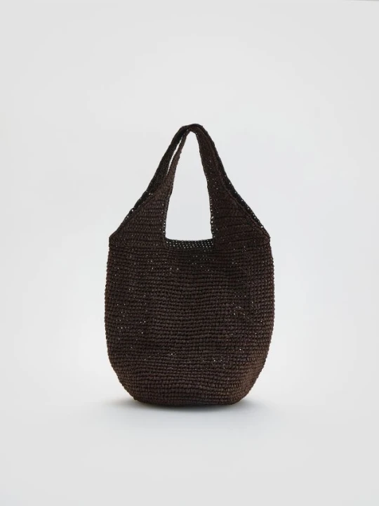 Zdjęcie produktu Reserved - Pleciona torebka handmade - ciemnobrązowy