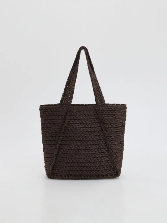 Zdjęcie produktu Reserved - Pleciona torebka handmade - ciemnobrązowy