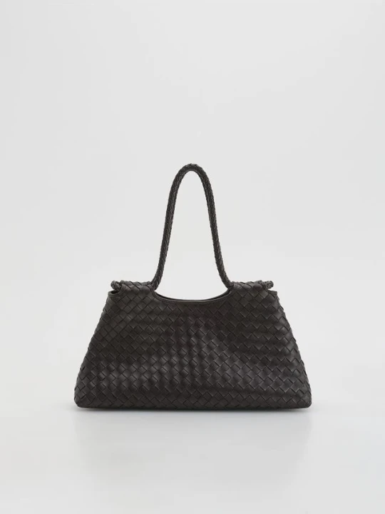 Zdjęcie produktu Reserved - Pleciona torebka handmade - ciemnobrązowy