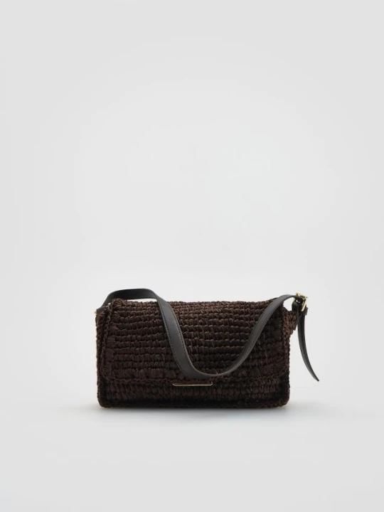 Zdjęcie produktu Reserved - Pleciona torebka handmade - ciemnobrązowy