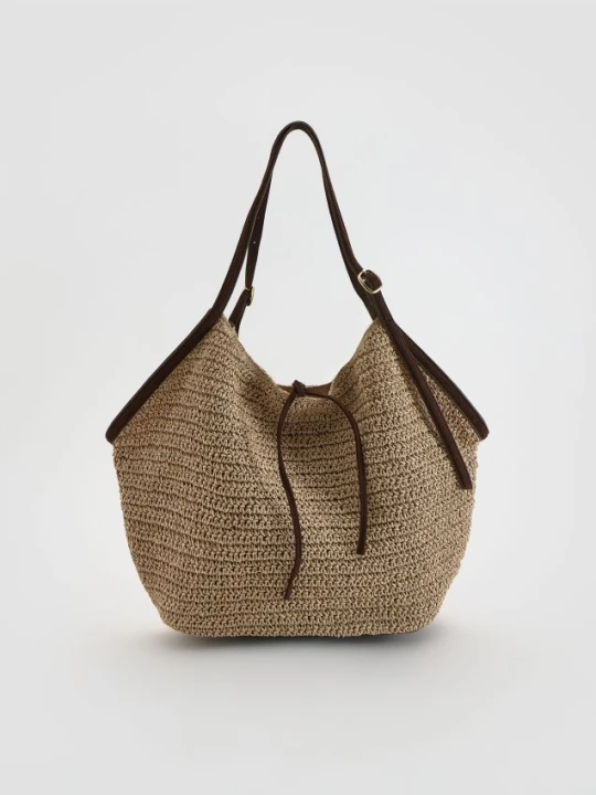 Zdjęcie produktu Reserved - Pleciona torebka handmade - ciemnobrązowy