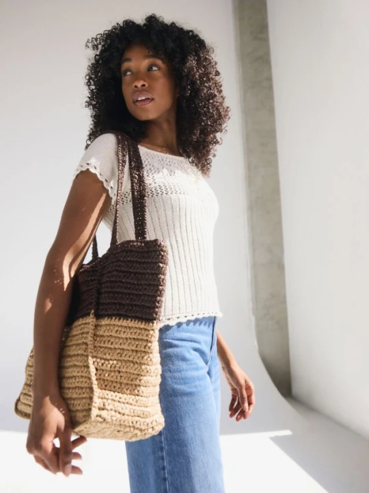 Zdjęcie produktu Reserved - Pleciona torebka handmade - wielobarwny
