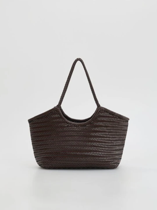Zdjęcie produktu Reserved - Pleciona torebka shopper - ciemnobrązowy
