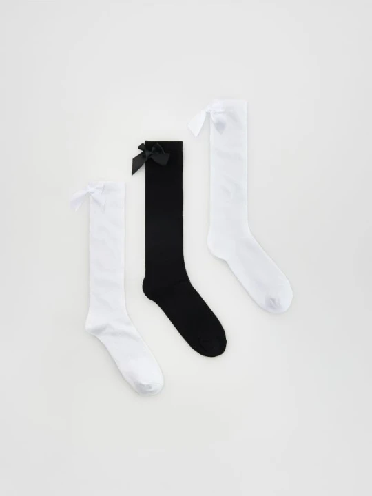 Zdjęcie produktu Reserved - Podkolanówki z kokardką 3 pack - biały