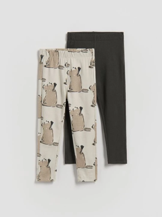 Zdjęcie produktu Reserved - Prążkowane legginsy 2 pack - ciemnoszary