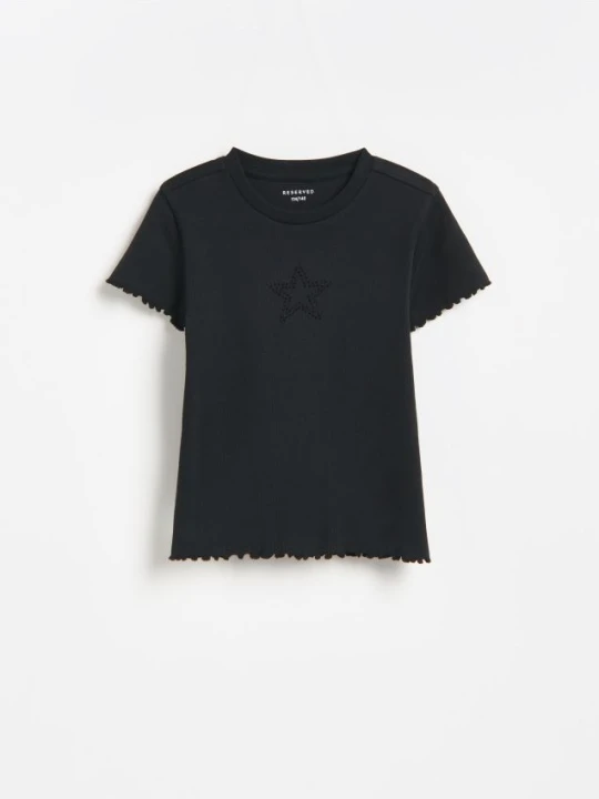 Zdjęcie produktu Reserved - Prążkowany t-shirt - czarny