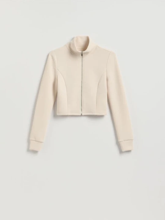 Zdjęcie produktu Reserved - Rozpinana bluza z modalem - kremowy
