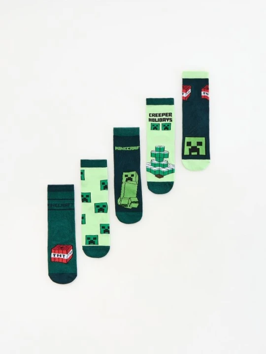 Zdjęcie produktu Reserved - Skarpetki Minecraft 5 pack - ciemnozielony