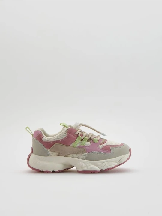 Zdjęcie produktu Reserved - Sneakersy z łączonych materiałów - kremowy