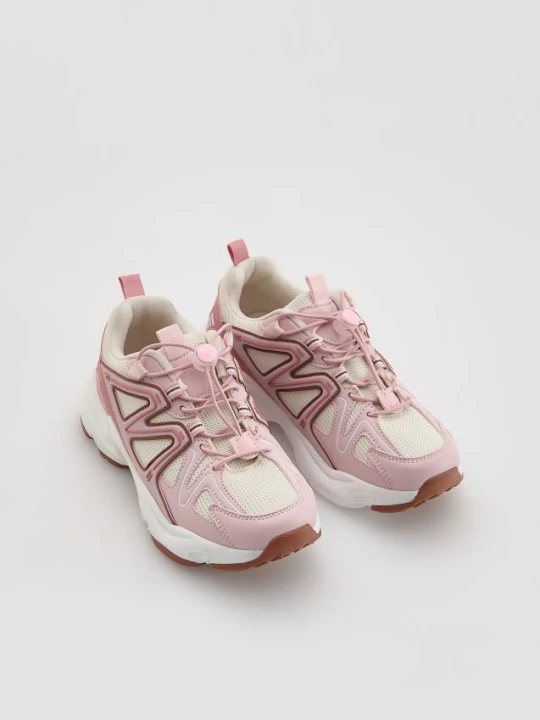 Zdjęcie produktu Reserved - Sneakersy z łączonych materiałów - pastelowy róż