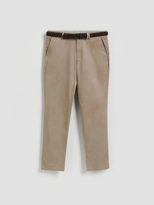 Zdjęcie produktu Reserved - Spodnie chino slim z paskiem - brązowy