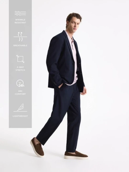 Zdjęcie produktu Reserved - Spodnie garniturowe slim fit - granatowy