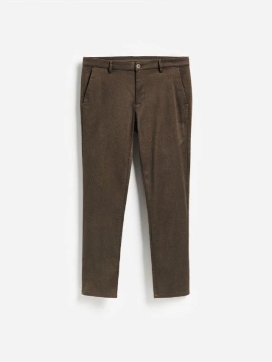 Zdjęcie produktu Reserved - Spodnie slim fit z mikrowzorem - brązowy