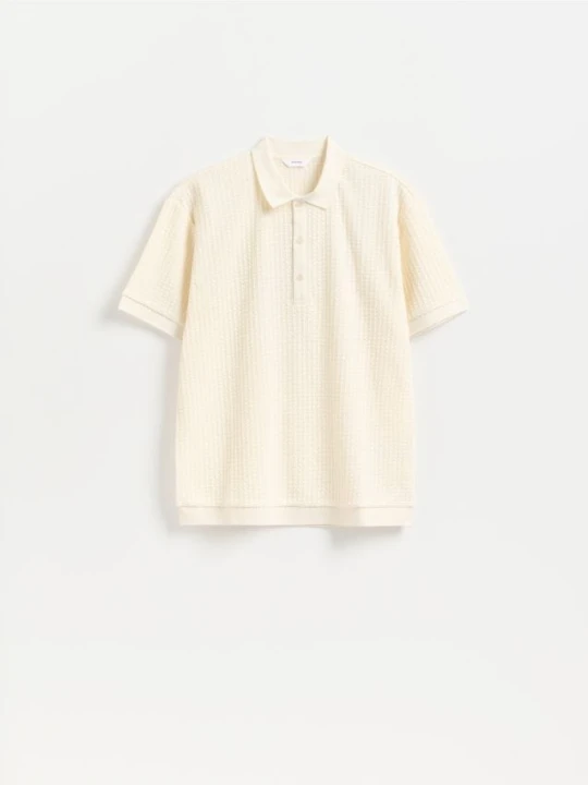 Zdjęcie produktu Reserved - Strukturalne polo comfort fit - złamana biel