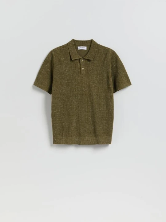 Zdjęcie produktu Reserved - Strukturalny sweter polo - zielony