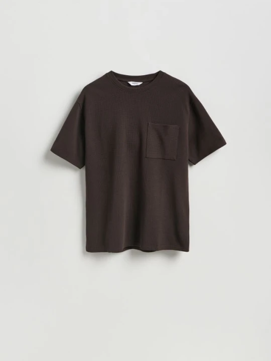 Zdjęcie produktu Reserved - Strukturalny t-shirt comfort fit - ciemnobrązowy