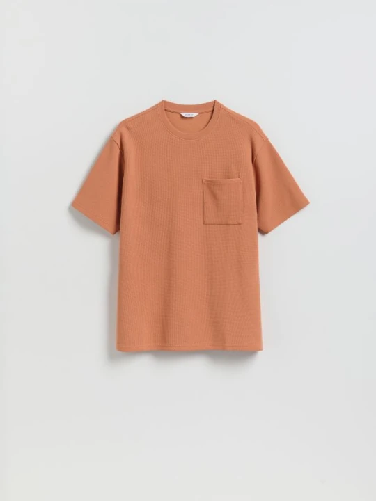Zdjęcie produktu Reserved - Strukturalny t-shirt comfort fit - miedziany