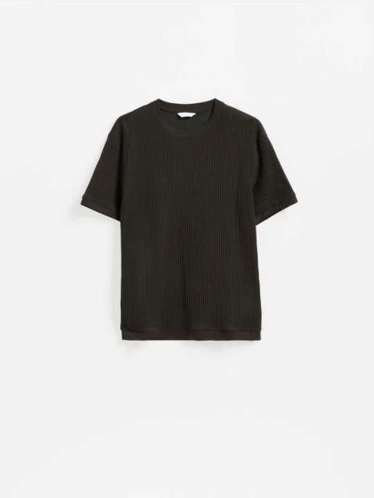 Zdjęcie produktu Reserved - Strukturalny t-shirt regular fit - oliwkowy
