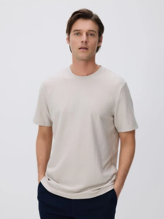 Zdjęcie produktu Reserved - Strukturalny t-shirt regular - jasnoszary