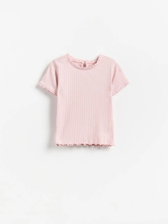 Zdjęcie produktu Reserved - Strukturalny t-shirt z bawełną - fioletowy