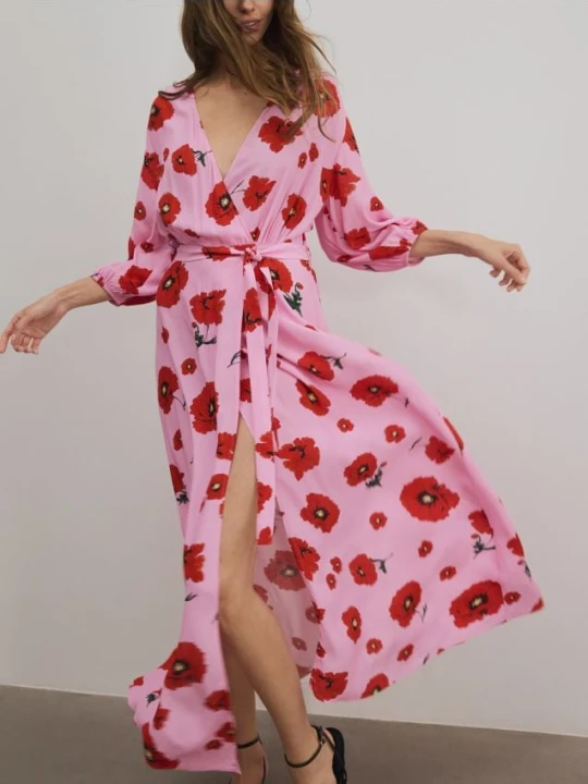 Zdjęcie produktu Reserved - Sukienka maxi w kwiaty - różowy