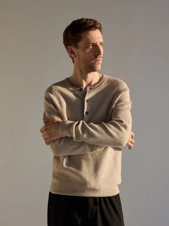 Zdjęcie produktu Reserved - Sweter henley z wełną - beżowy