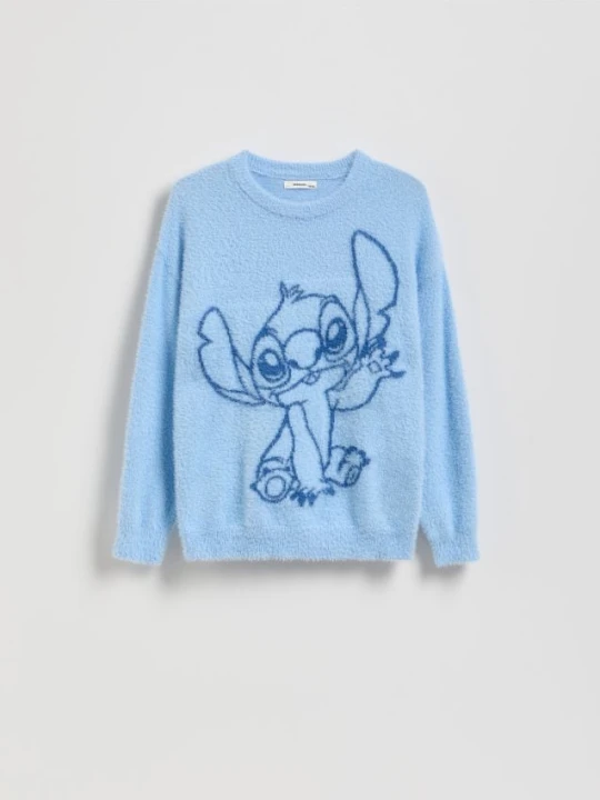 Zdjęcie produktu Reserved - Sweter Lilo i Stitch z wiskozą - jasnoniebieski