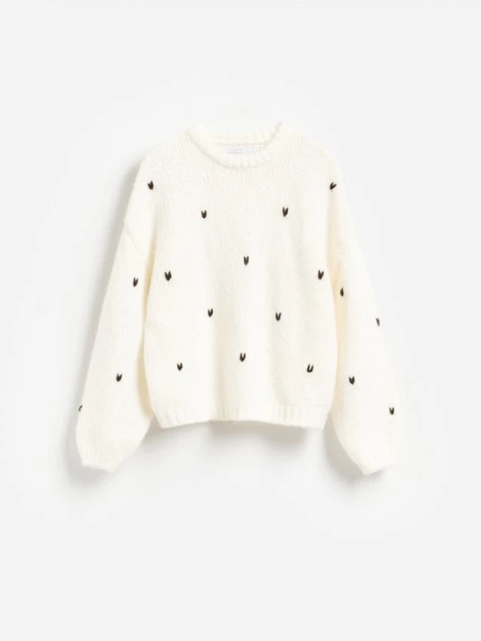 Zdjęcie produktu Reserved - Sweter oversize w serca - kremowy