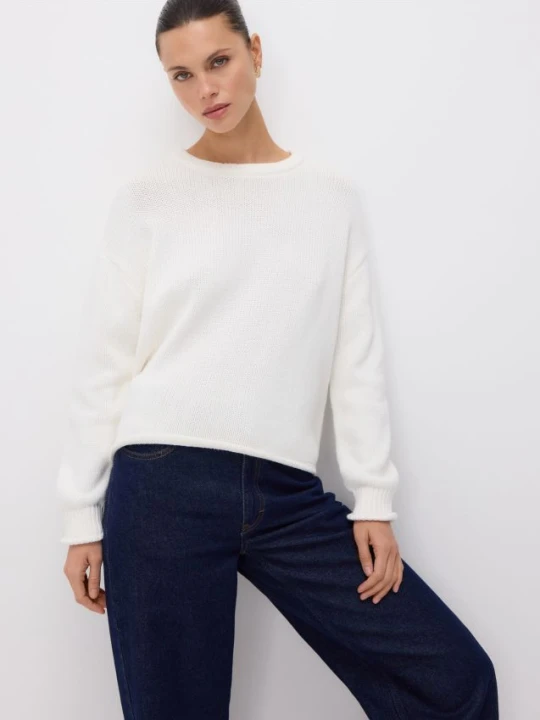 Zdjęcie produktu Reserved - Bawełniany sweter oversize - złamana biel