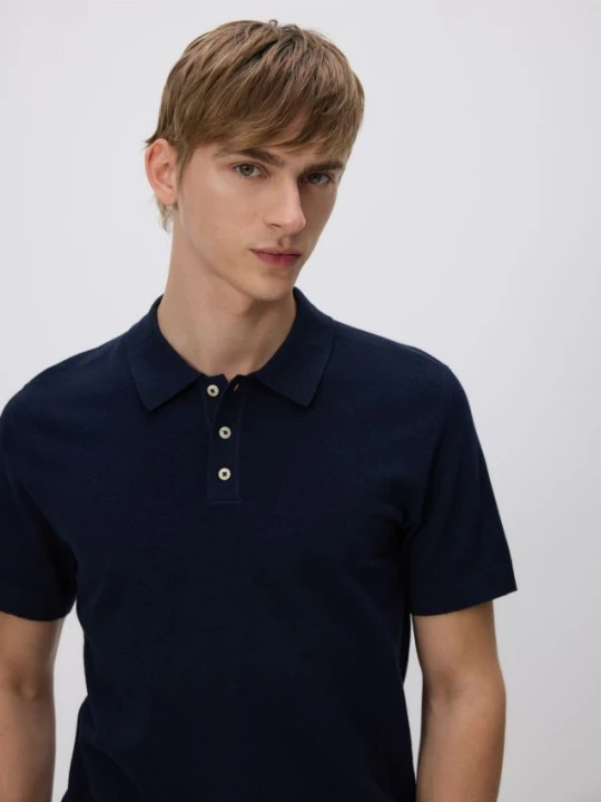 Zdjęcie produktu Reserved - Sweter polo z bawełną - granatowy