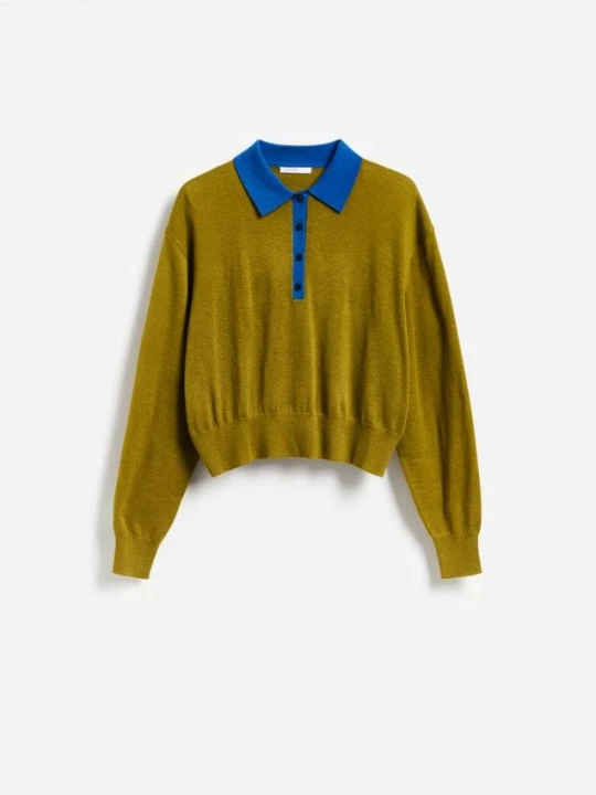 Zdjęcie produktu Reserved - Sweter polo z domieszką wełny - warm olive
